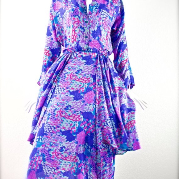 1970's Chez Zvanni India SILK Dress - Picture 4 of 5